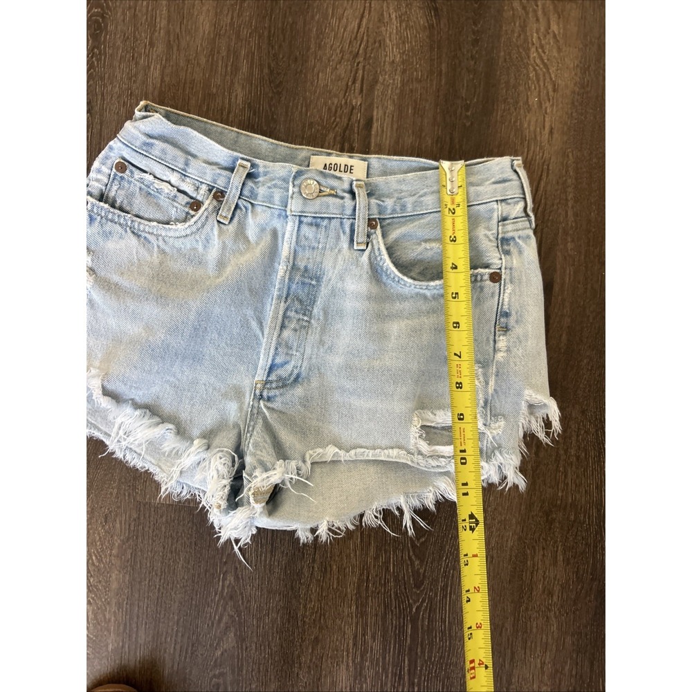 AGOLDE Parker High Rise Distressed Denim Shorts Light Wash Size 26 Boho Festival - Picture 6 of 9